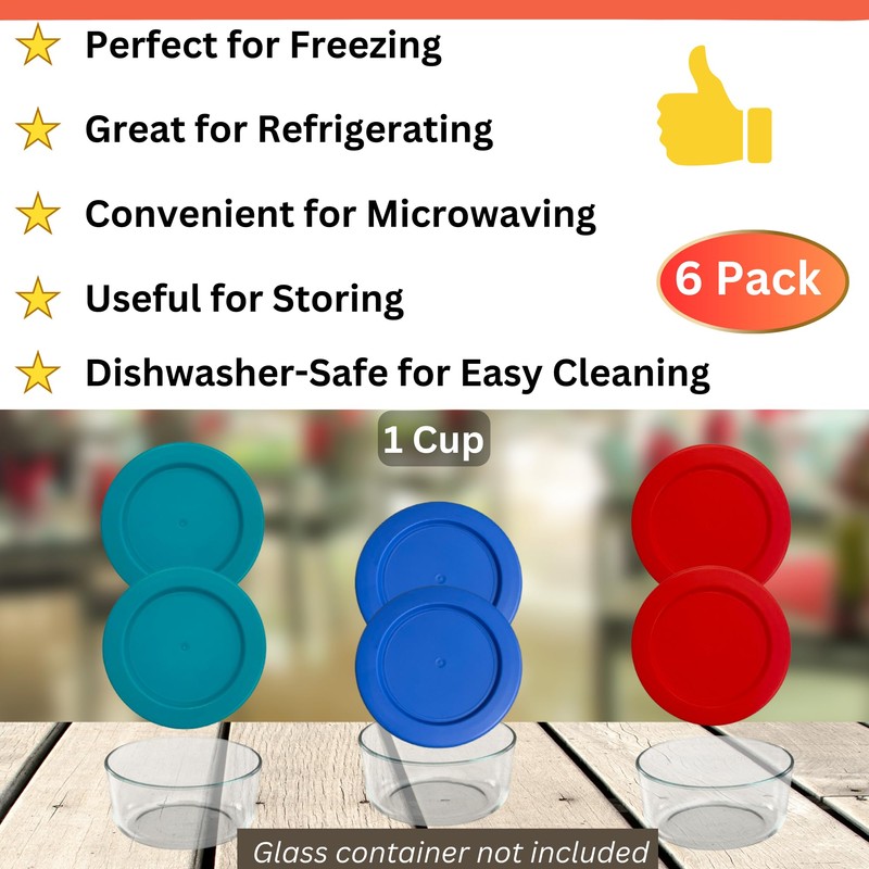 Klare Ware 1 Cup Replacement Lids/Covers for Pyrex 7202, Anchor