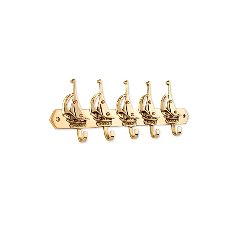 NKlaus Key Hook Sailing Messenger 5-Way Brass Gold 25 x