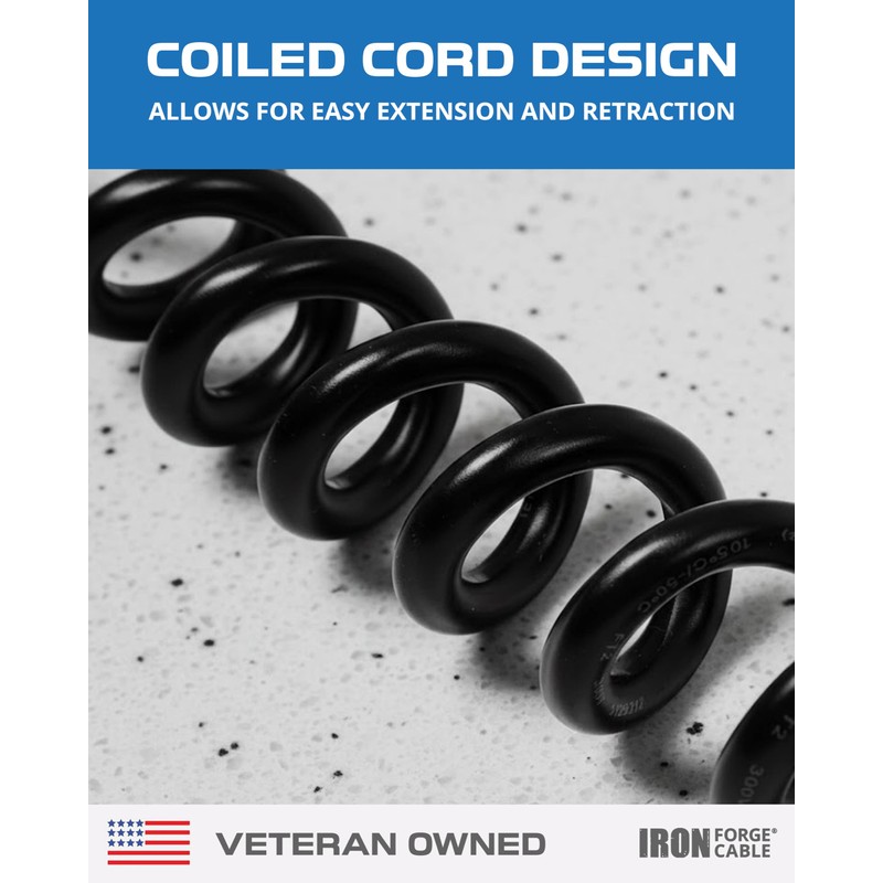 Iron Forge Cable SJEOW 20 ft Black Outdoor Coiled Extension