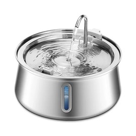 JCQMZB Cat Water Fountain,4L Automatic Stainless Steel Pet Fountain with LED Light Water Level Window,Dog Water Dispenser for Multiple Pets Drinking
