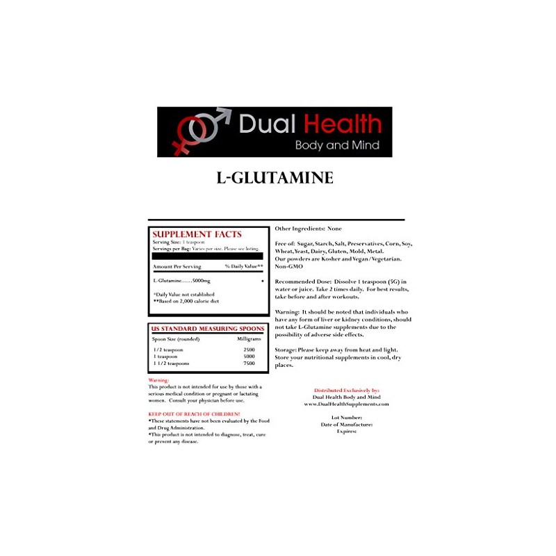 Pure L-Glutamine 5000mg Powder (1 lb) Bulk Supplements