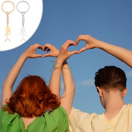 Ouligay 2 Pcs Funny Keychain for Women,Friendship Gifts for Couple Friends,Stickman Love Matching Keychains for Bestie,Fun Keyring,Long Distance Friendship Gifts for Brothers