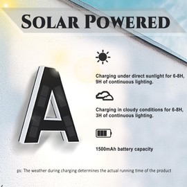 9" Solar Powered House Numbers for Outside Light Up, CARPESUN Waterproof Modern LED Backlit Address Signs, 300LM Large Exterior Illuminated Number Plate for Door, Home, Apartment, Mailbox (1-Black, 9 Inch)