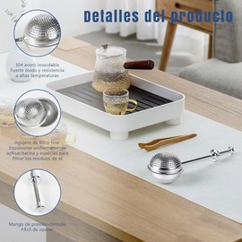 Infusor de Té 3 Piezas, Infusionador de Té y Tisanas en Acero Inoxidable 304, Filtro Múltiple Antioxidable, 18.2 x 5 cm, Ideal para Cocina, Restaurante y Tiendas de Té