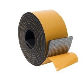 High Density Foam Weather Stripping Door Seal Strip Insulation Tape Roll for Insulating Door Frame, Window, Air Conditioner | Self Adhesive Sealing Weatherstrip (4 in x 1/4 in x 10 Ft, Black)