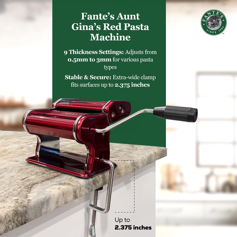 Fante’s Double Pasta Maker, Premium Stainless Steel Noodle Press with