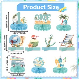 Chunnin 10Pcs The Big One Honeycomb Centerpieces for Summer Beach 1st Birthday Party Decoration Surfing Beach 1 Year Old Birthday Table Centerpieces Supplies for Baby Kid Birthday Table Topper Decor