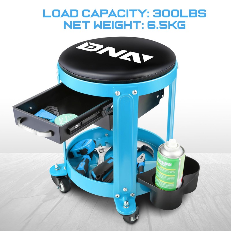 DNA MOTORING Round Mechanics Roller Seat Creeper Stool with Padded