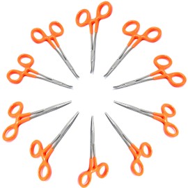 AAProTools 10 Orange PVC Coated Grip Mosquito Locking Hemostat Forceps Straight & Curved 5" Ideal for All Types of Hobby and First Aid Kit