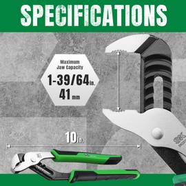 SK 10-Inch Groove Joint Pliers, Water Pump Pliers, Premium CR-V Steel Construction, Serrated Jaw with Comfortable Grips