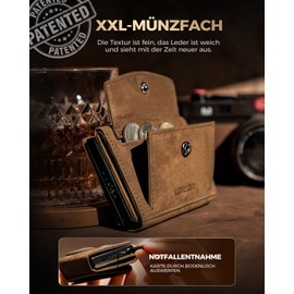 LORZOR AirTag Wallet with XXL Coin Compartment for 10+ Coins, Slim Wallet AirTag, Men's Genuine Leather Wallet, AirTag Wallet Men's Wallet, Card Holder RFID Protection, Smart Wallet, Wallet, brown