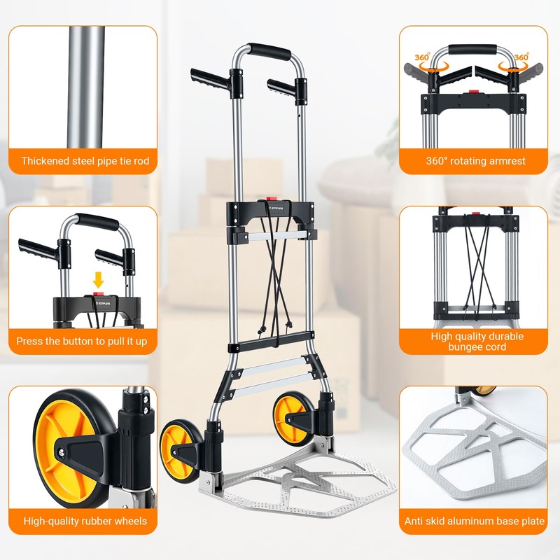 380 LB Capacity Folding Hand Truck Heavy Duty Foldable Dolly