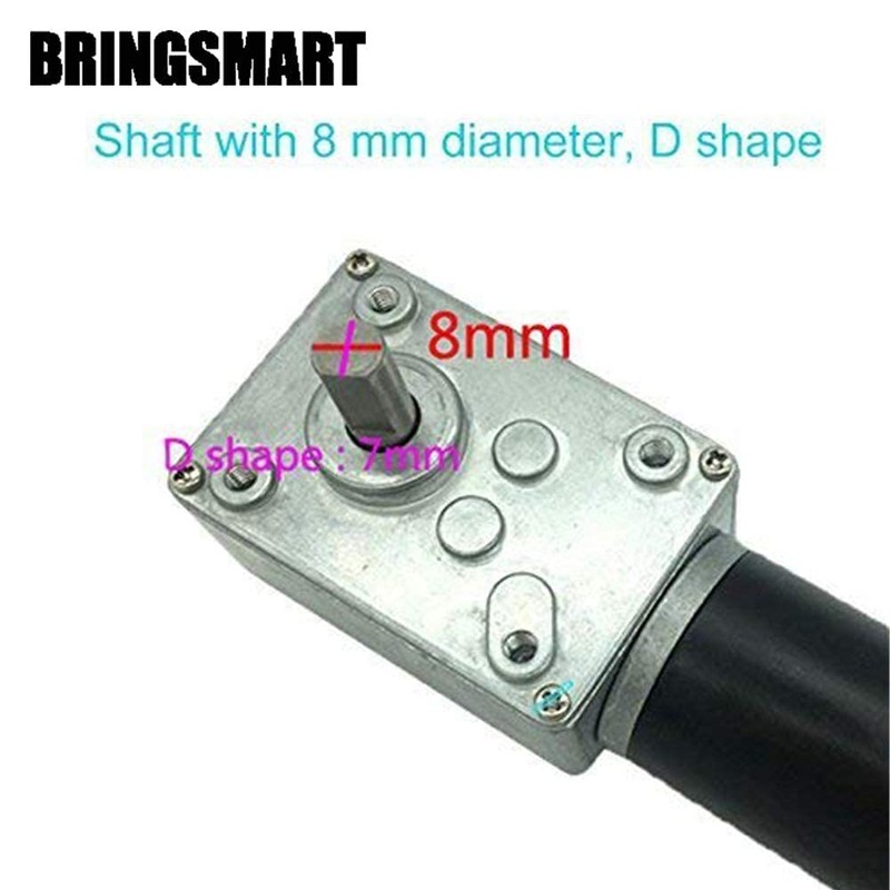 BRINGSMART 24V 5rpm DC Worm Gear Motor 70kg.cm Self-Locking Reversed