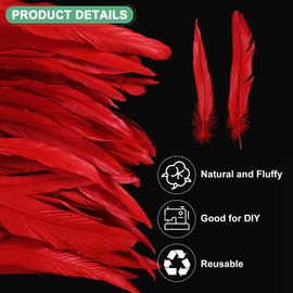 M METERXITY 50-Pack Piume Naturali di Coda di Gallo, 10-12 Pollici / 25-30 Cm di Lunghezza Piume di Coda di Gallo per Creazioni/Matrimoni/Acchiappasogni/Decorazioni Fai da Te [Rosso]