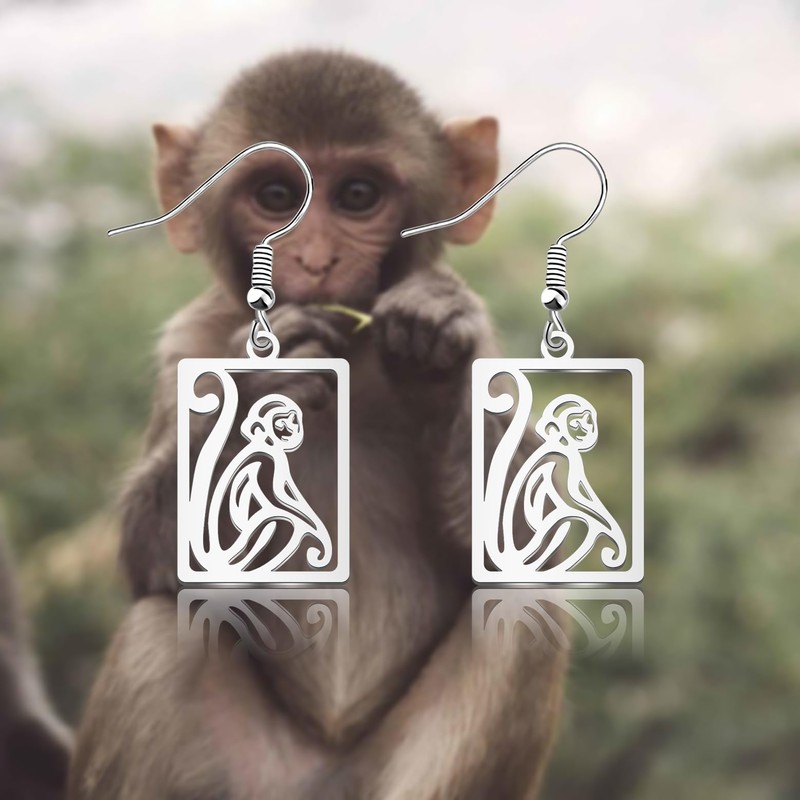OKEYCH Monkey Lover Gift Monkey Design Earrings Monkey Fan Jewelry
