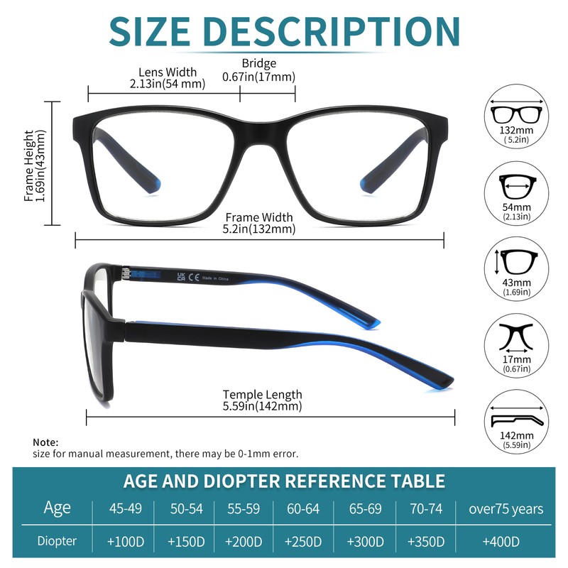 DONGDI reading glasses (3 MIX COLOUR, 4.00, Diopters)