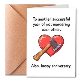 PTRUKD Funny Anniversary Card for Couples, Humorous Love Greeting Card, 5x7 inches, Modern Style, Blank Inside, Envelope Included