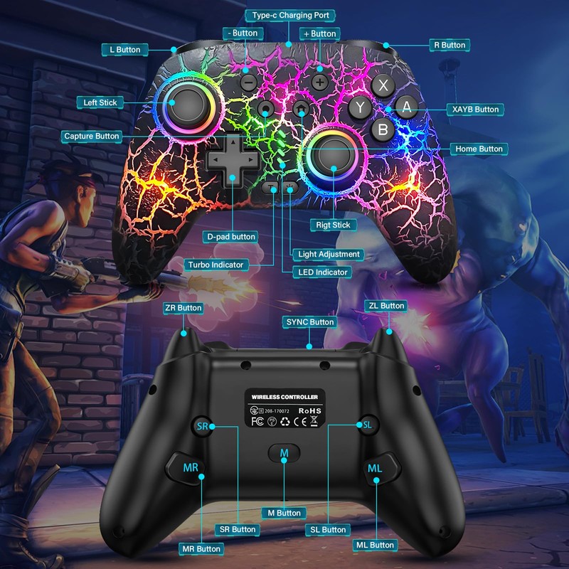Switch Controller, Wireless Switch Pro Controller for Switch/Switch 2/Switch Lite/Switch