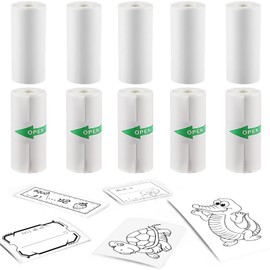 10 Rolls Mini Printer Paper, Mini Thermal Printer Sticker Paper 55 X 25mm, Including 5 rolls of thermal paper and 5 rolls of sticker paper for Photo School Notes, Journal, DIY