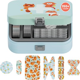 Cupkin Adhesive Bandages for Toddlers and Big Kids, Heal in Style with Fun, Colorful Designs Perfect for Boys and Girls, Comes in Reusable Cute First Aid Kit Metal Tin, Wild Animals, 152 Count