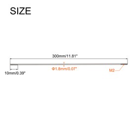 QUARKZMAN Double End Thread Rod Connectors 304 Stainless Steel for DIY RC Car, Boat, Plane, Helicopter Model & DIY Material, M2x300mm, Pack of 3