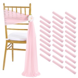 Pink Chair Sashes Wedding Decorations: 32 Pieces 8ft Long Tulle Chair Sashes Cover - Birthday Party Banquet