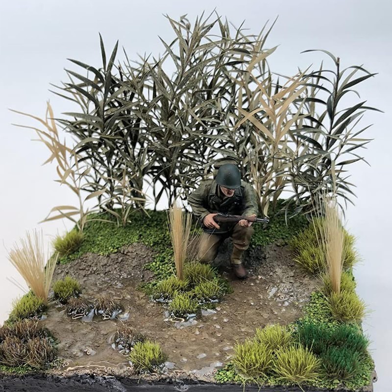 Tiardey Static Grass Tuft, Green Model Grass Tufts Railway Artificial