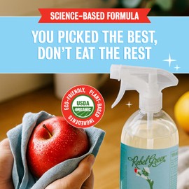 Rebel Green Fruit & Veggie Clean - Plant-Based Produce Cleaner - Natural Fruit and Vegetable Wash with No Aftertaste - Chemical & Wax Removal - Made with Organic Extracts of Citrus - Gallon