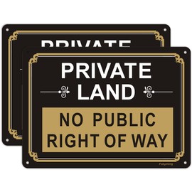 2 pack Private Land No Public Right Of Way Signs Private Signs 10 x 7 Inches Metal Reflective Sturdy Rust Aluminum Weather Resistant Waterproof Durable Ink Easy to Install
