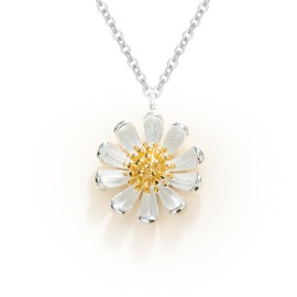 Daisy Necklace For Women 925 Sterling Silver Tiny Daisy Flower Pendant Necklace For Women, Daisy Flower Pendant Necklace Daisy Birthday Mother'S Day Gifts For Girls Mother Daughter Chain (Silver)