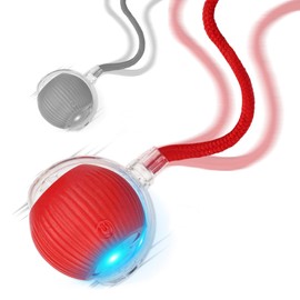 Goosheep 2025 New 2Pack Cat Ball Kitten Toys for Indoor Interactive Kitty Ball Toy Speedy Tail 360° Automatic Rolling(Red Grey)