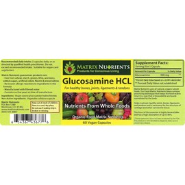 Matrix Nutrients GLUCOSAMINE HCL - Cartilage Builder! Maintain Healthy Joints, Bones, Ligaments and Tendons. Absorption Rate up to 98% - Vegan Capsules (60ct)