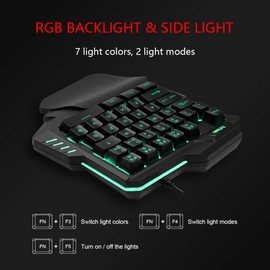RedThunder Combo de teclado y mouse RGB para juegos con una sola mano, mini teclado para juegos de 35 teclas, mouse de 6400 DPI, controlador de juego portátil para jugadores de PC