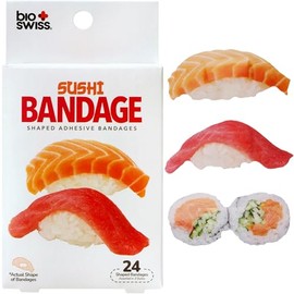 BioSwiss Vendas autoadhesivas con forma de sushi, sin látex, estériles, para el cuidado de heridas, divertidos suministros de botiquín de primeros aux