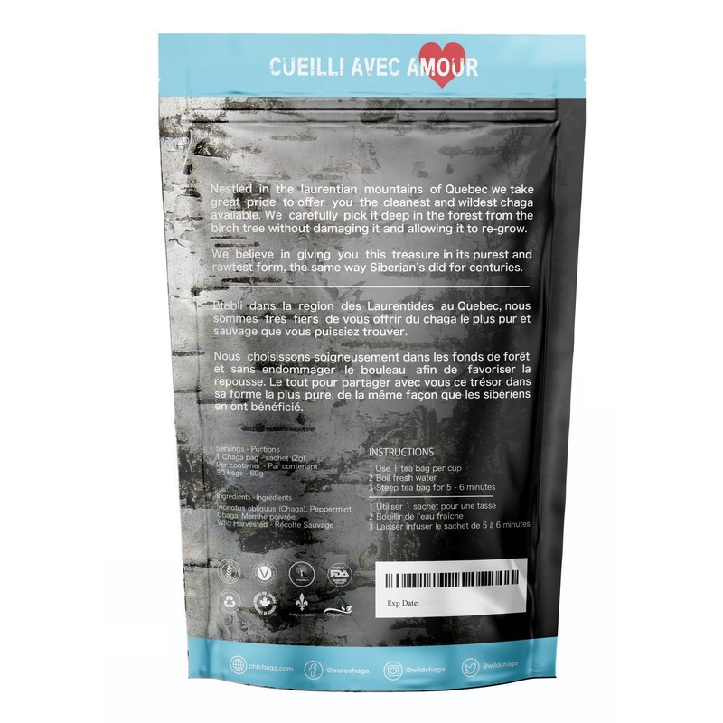 Premium 100% Wild Harvested Chaga Mushroom & Peppermint Combo -