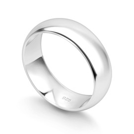 KEZEF Sterling Silver Wedding Band Ring for Men and Women – Wedding Bands for Her, Wedding Band for Women and Men, 6mm Width Silver Ring Size 15
