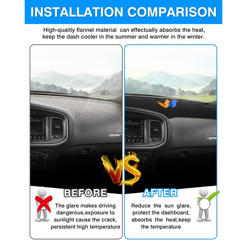Autorder Dashboard Cover Mat for 2011-2023 Dodge Charger Accessories Dash