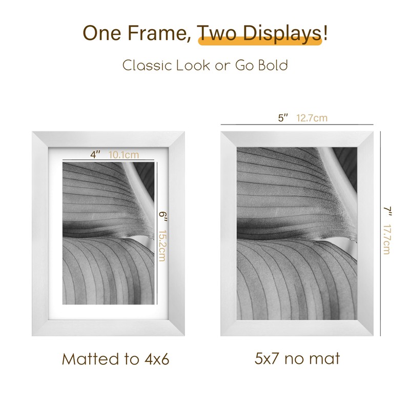 An&He 5x7 Picture Frame, Silver Photo Frame for Tabletop and