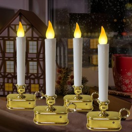 CHYParty Battery Operated Window Candles, Automatic Dusk to Dawn Candles Lights for Christmas Window Candles, Homes and Commercial Décor- 4 Pack