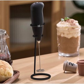 Electricc Milk Frother with Stand, Handheld Coffee Foam Maker, Black, Good lookig, Mixer for coffee, Tea, Milk, Easy to Use. One bettray Use more then 6 months