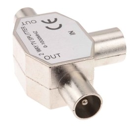 TV Aerial Coax Splitter, Metal Housing, 2 Way 1 Female to 2 x Male Adapter Connector Joiner Aerial splitter