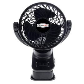 RoadPro RPUSBFAN Black 4-Inch Clip-on Fan for Vehicle or Desk USB Portable Mini Cooling Fan