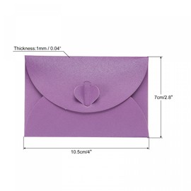 PATIKIL Mini Envelopes, 24 Pack Heart Clasp Tiny Items Storage Cute Present Card Holder for Wedding Greeting Party, Purple