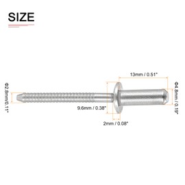 DTGN 4.8 mm x 13 mm (DxL) Blind Rivets - Pack of 25 - Good for Machine Connection - 304 Stainless Steel Dome Closed End Rivet