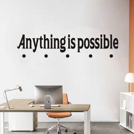SEATUNE Wall Stickers for Bedroom, Teamwork Wall Decal, Quotes Inspirational Positive Motivational Gym Office Yoga Signs Family Home Vinyl Art Wall Decor, Anything is Possible 26"X6"
