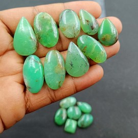 SGM Shop™ Natural Chrysoprase Cabochon Loose Gemstone Flat Back Mix A+ Quality For Jewelry Making, Crafts & DIY, Wedding Gift, Healing Chakra, Wire Wrapping Crystals-5 Pcs