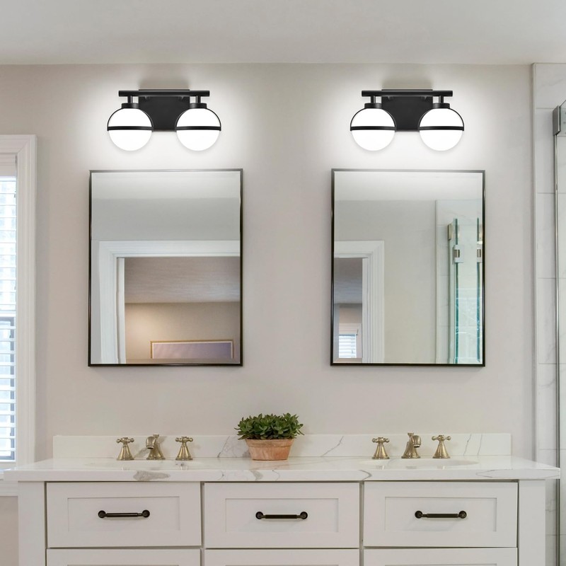 SOLFART Black Bathroom Light Fixture 2 Light Bathroom Vanity Light