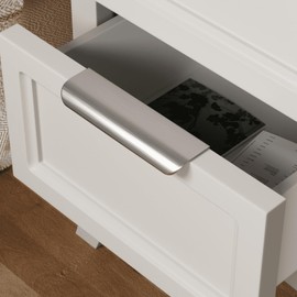 homdiy Cabinet Handles Tab Pull Brushed Nickel Drawer Pulls 5in Hole Center- HD7027SNB Cabinet Hardware Modern Cabinet Pulls, Tab Edge Pulls Concealed Handle for Kitchen Cabinets, 10 Pack