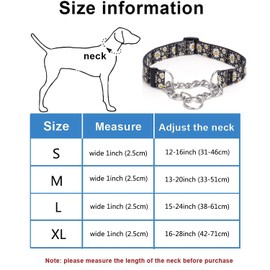haoyueer Martingale Dog Collar - Stainless Steel Chain, No Pull Training Collar with Flower Design for Large Medium Small Dogs (S, Daisy)