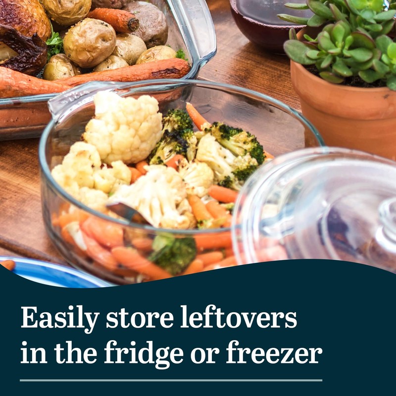 Libbey 56030 Baker's Basics 3-Piece Covered Casserole Dishes, Versatile Glass